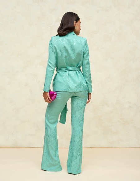 Chaqueta de traje estilo blazer con cinturón de lazo