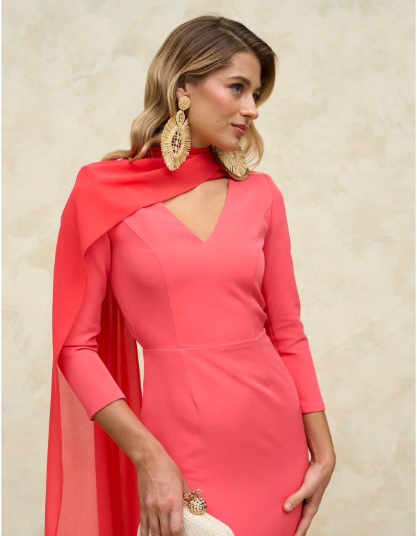 Vestido de fiesta midi con espalda descubierta y botones 2