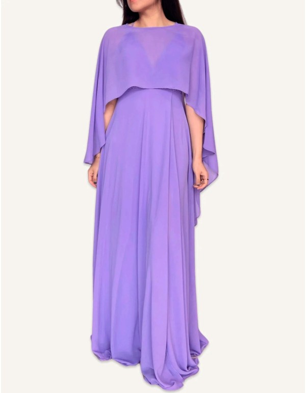 Asymmetrical multiposition chiffon guest cape 2