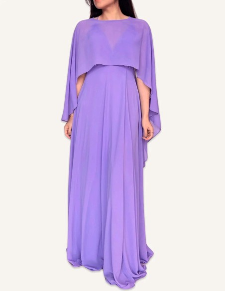 Asymmetrical multiposition chiffon guest cape