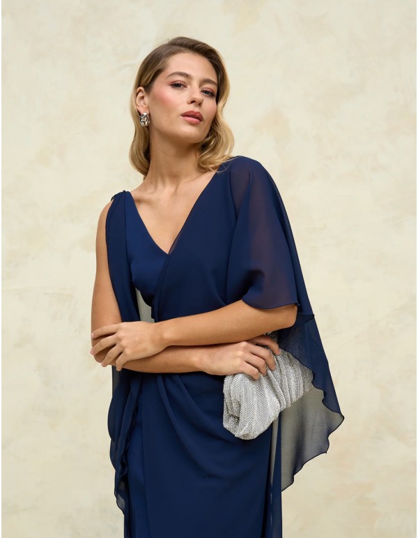 Vestido de fiesta midi con espalda descubierta y mangas... 2