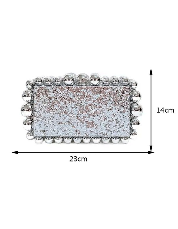 Metallic acrylic clutch bag with bead detail 2