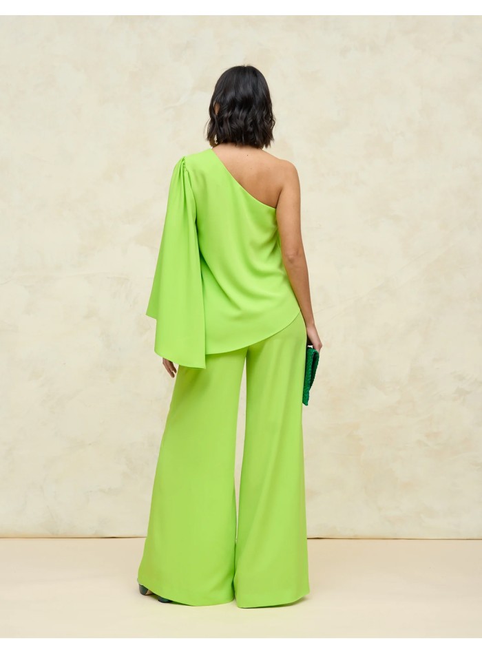 Elephant leg high rise party trousers lime