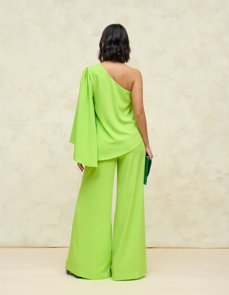 Elephant leg high rise party trousers lime
