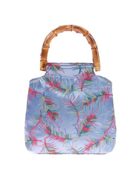 Satin embroidered evening bag