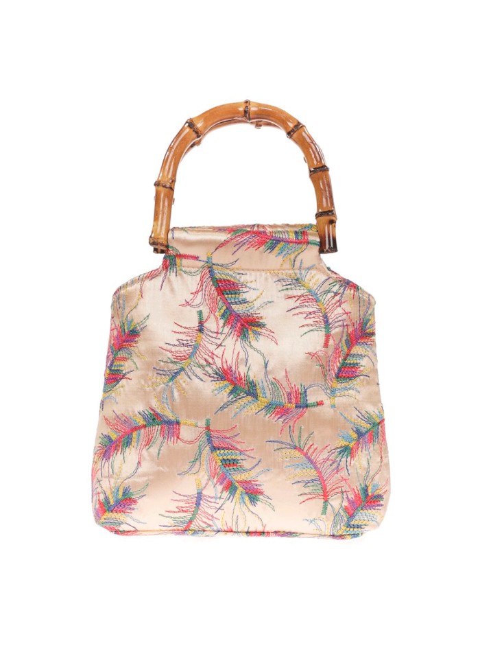 Satin embroidered evening bag