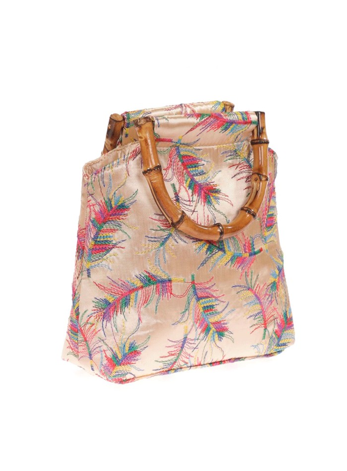 Satin embroidered evening bag