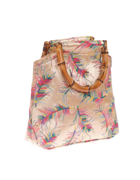 Satin embroidered evening bag