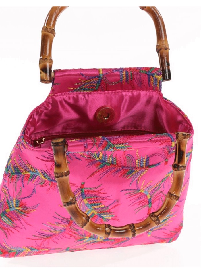 Satin embroidered evening bag