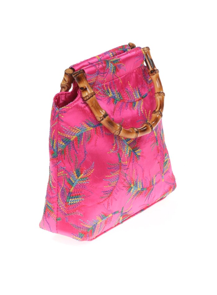 Satin embroidered evening bag