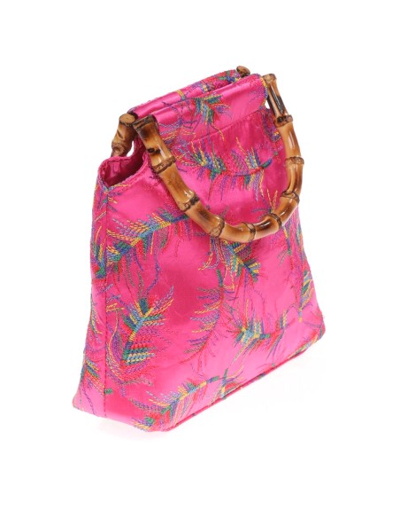 Satin embroidered evening bag