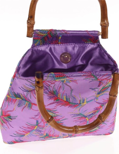 Satin embroidered evening bag
