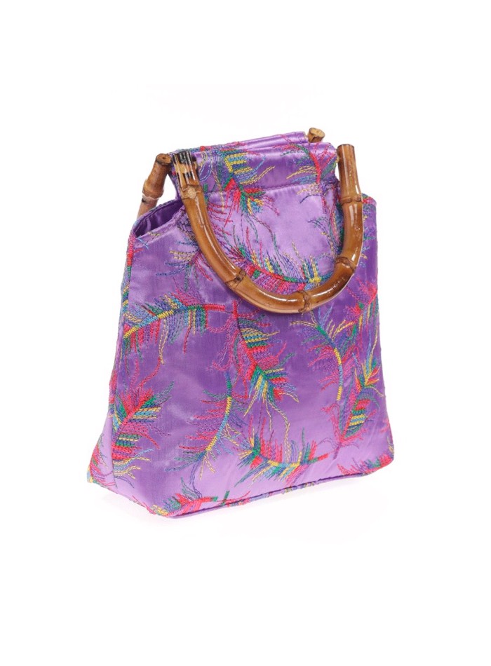 Satin embroidered evening bag