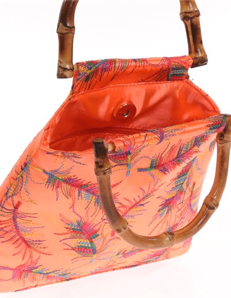 Satin embroidered evening bag