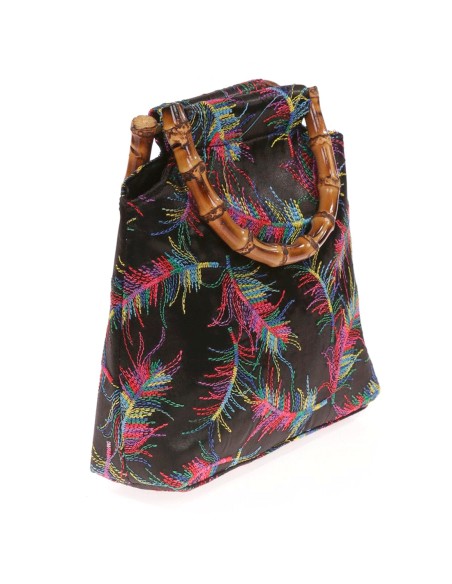 Satin embroidered evening bag