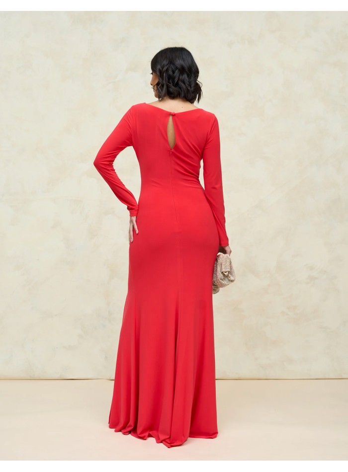 Robe longue de fête en maille de soie avec...