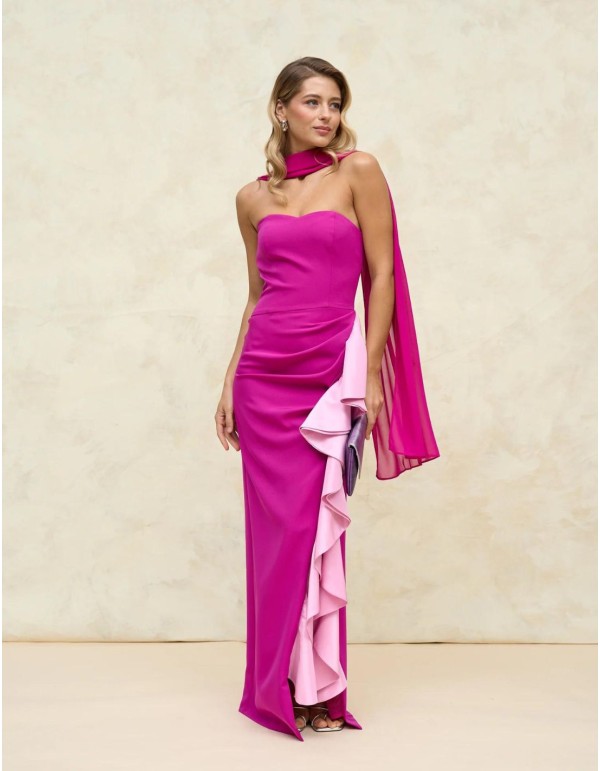 Long pink party dress. 2