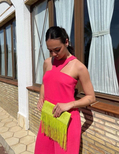 Mono de fiesta largo liso para eventos.