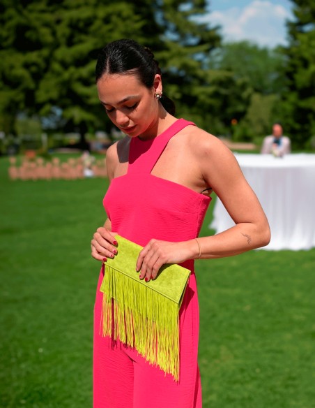 Suede fringed clutch bag