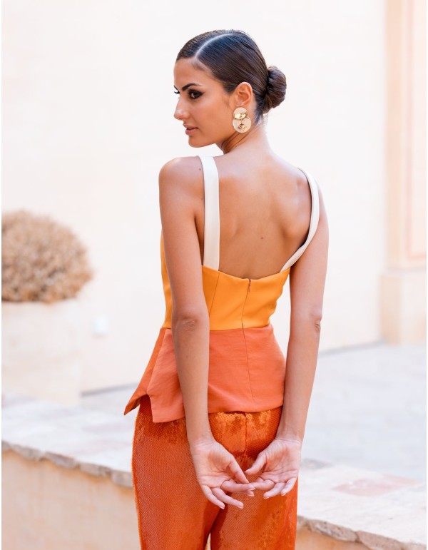 Plain copper body and trousers combined with sequins 2