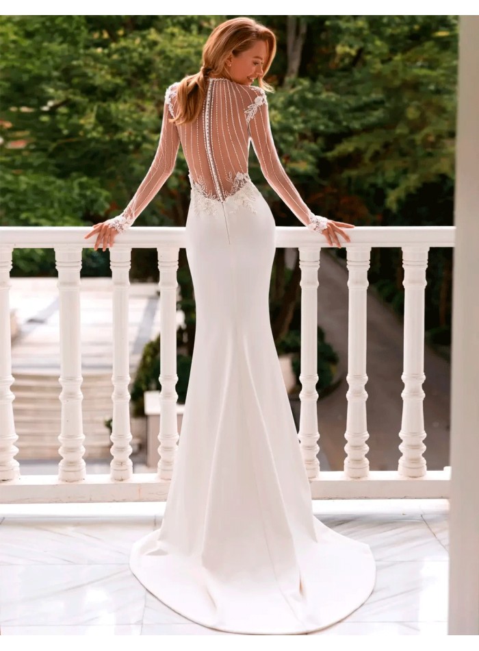 Robe de mariée dos nu avec transparences et...