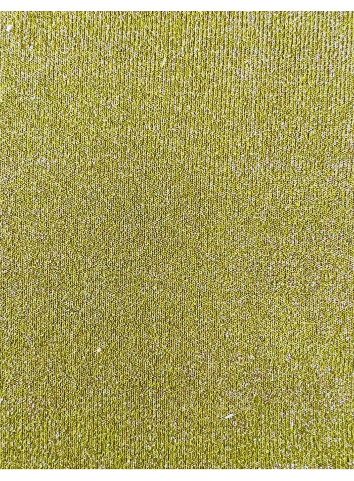 Gold long party dress with asymmetric long sleeves.