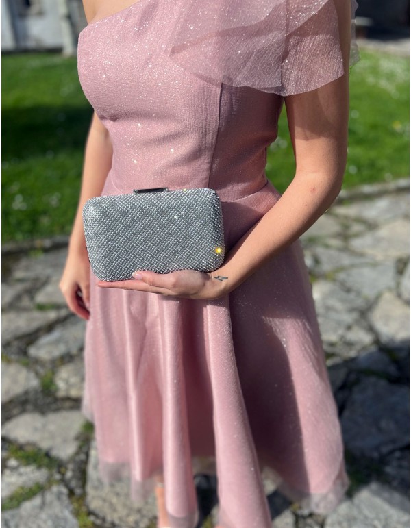 Clutch bag made with white crystals