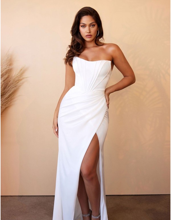 Long wedding dress with corset bodice.