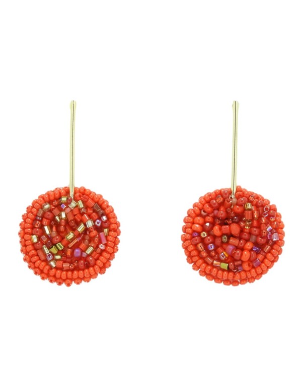 Round party earrings with coloured tassels