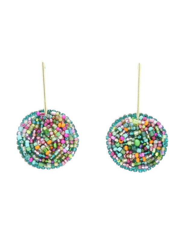 Boucle d'oreilles de fête avec pompons colorés 2