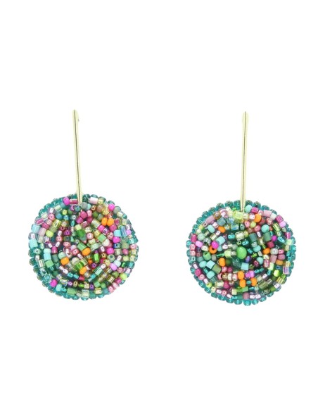Pendientes de fiesta redondos con borlitas de colores