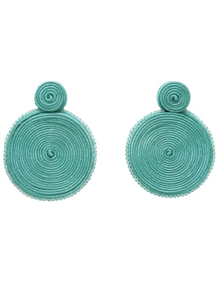 Round party earrings with crystals and spiral cord