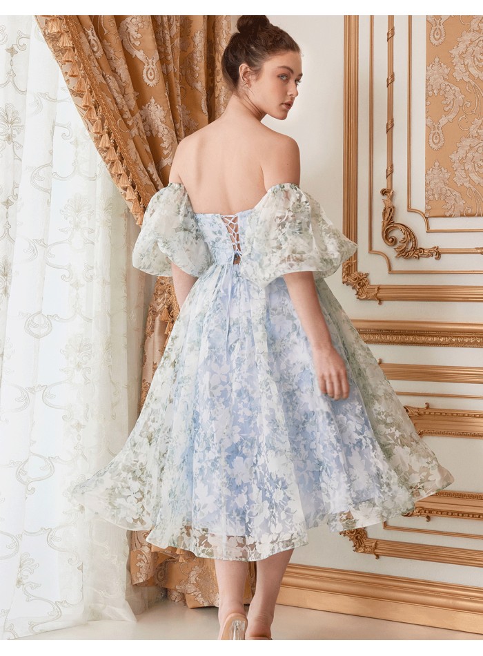 vestido de fiesta midi con estampado de flores...