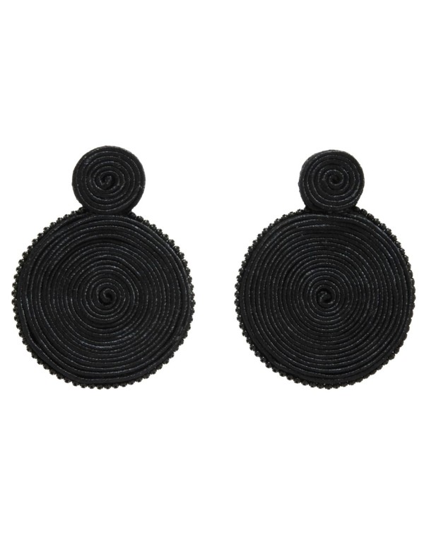 Black maxi party earrings in spiral shape