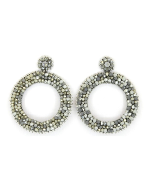 Round party earrings with tassels and crystals 2