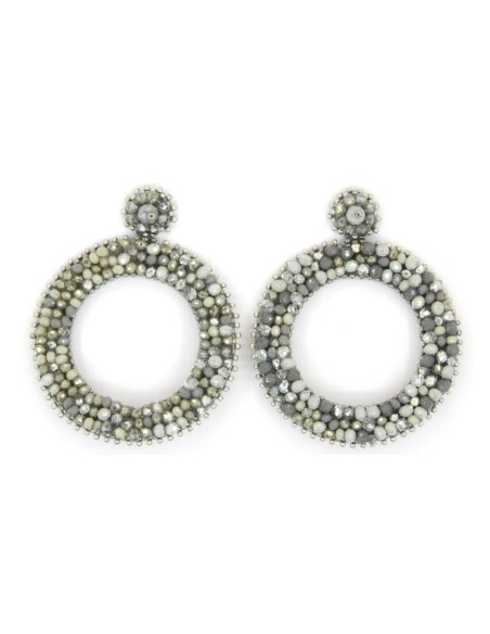 Round party earrings with tassels and crystals