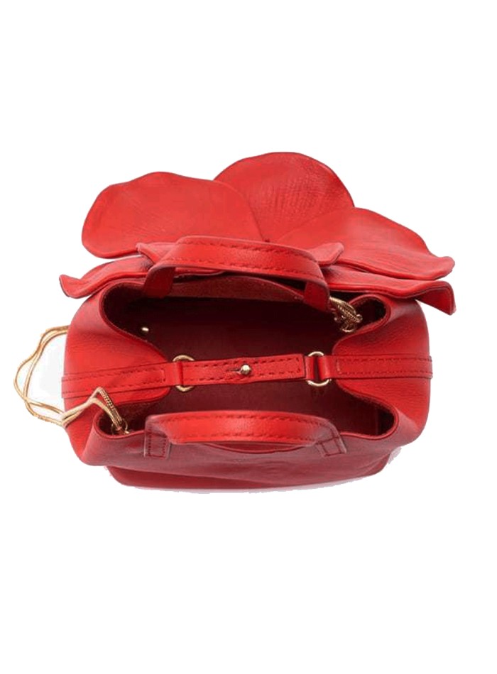 Bolso de mano con flor en 3D de piel sintética...