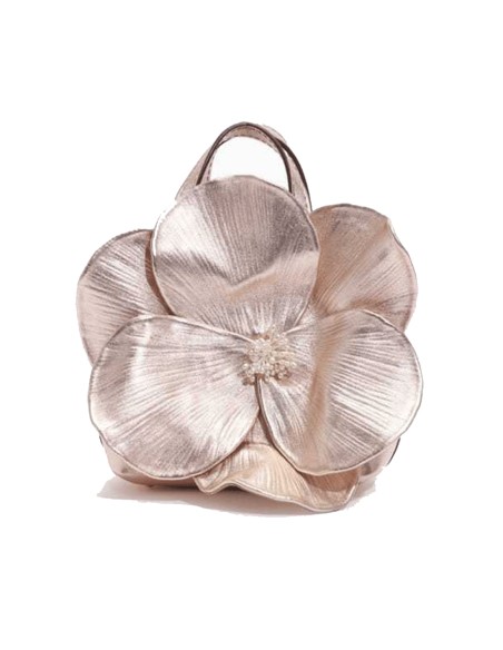 Pochette en faux cuir avec fleurs en 3D pour les invités