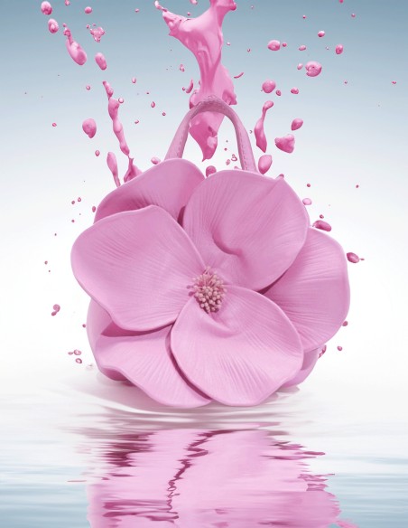 Bolso de mano con flor en 3D de piel sintética para invitada