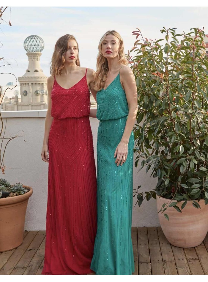 Long party dress with rhinestones and back...