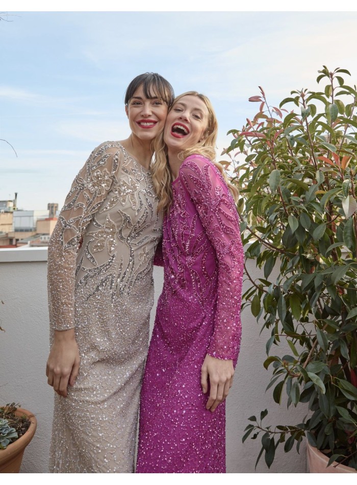 Robe longue de fête avec paillettes et...