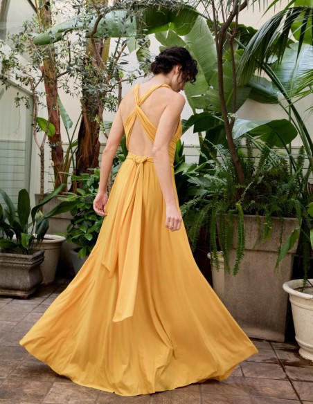 Robe longue de fête multipositions avec fente latérale