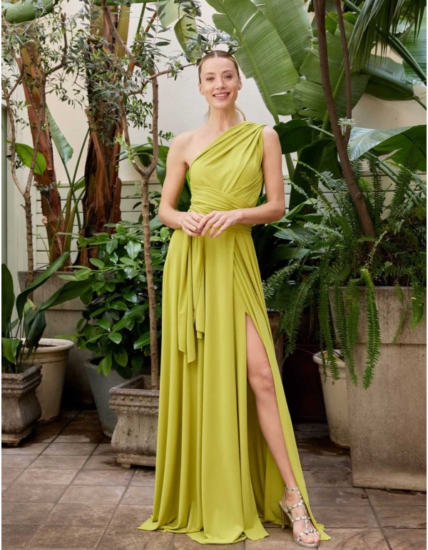 Robe longue de fête multipositions avec fente latérale