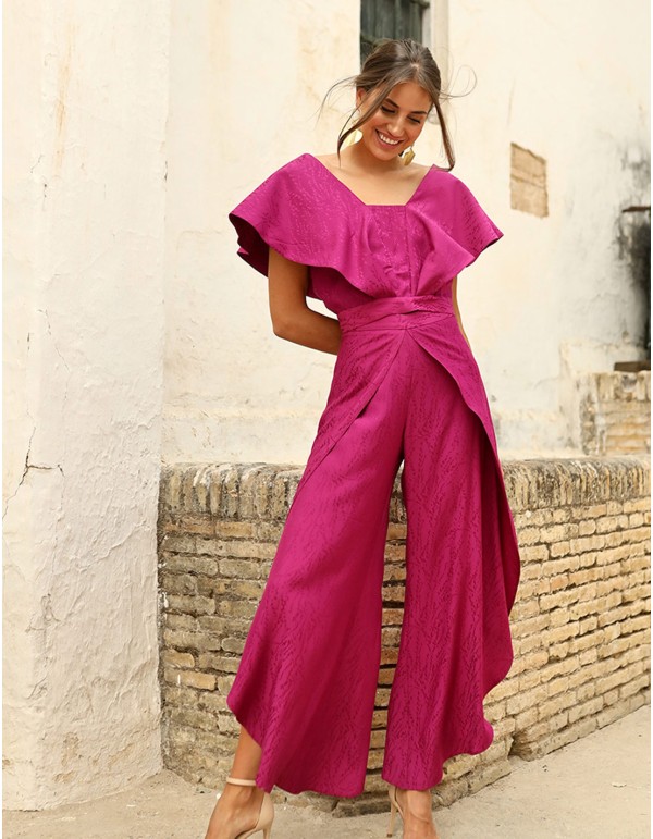 Conjunto de fiesta de top y pantalones de satén anchos