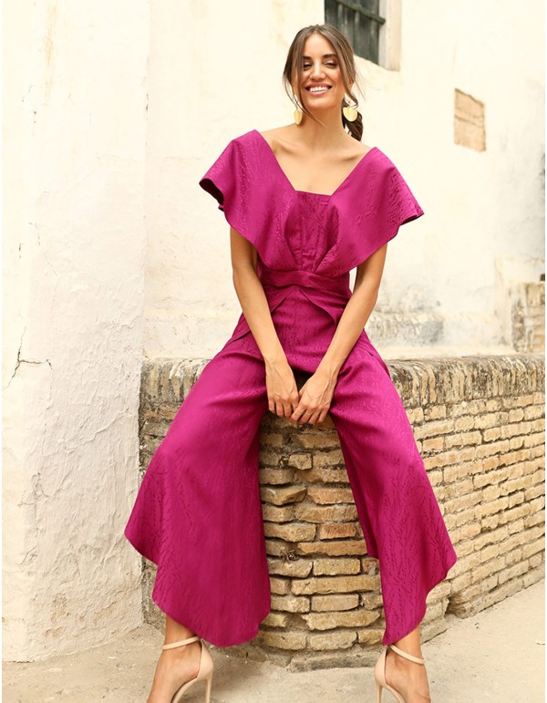 Party ensemble of top and wide satin trousers 2