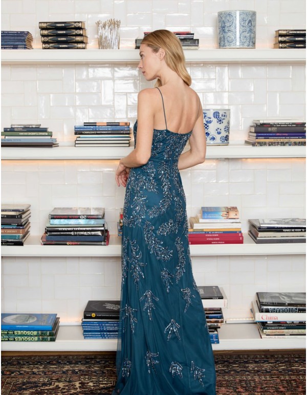 copy of Long party dress with straps and rhinestones 2