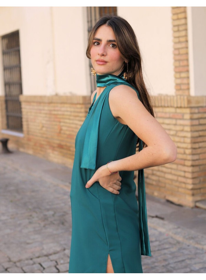 Vestido corto de fiesta verde esmeralda con...