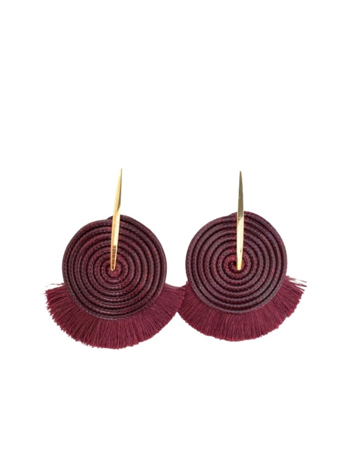 Pendientes de fiesta cordón espiral con flecos