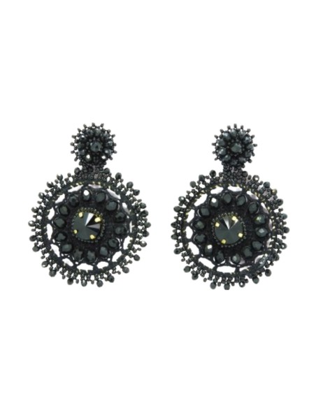 Crochet party earrings with intertwined crystals