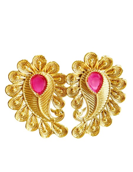 Pendientes de fiesta con forma de pluma y circonita